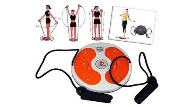 Disc rotativ fitness cu corzi ajutatoare